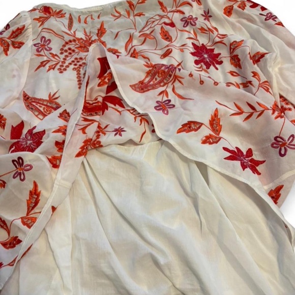 Sundance Pink & Orange Floral Embroidered Peasant Blouse Size XL - Picture 8 of 8